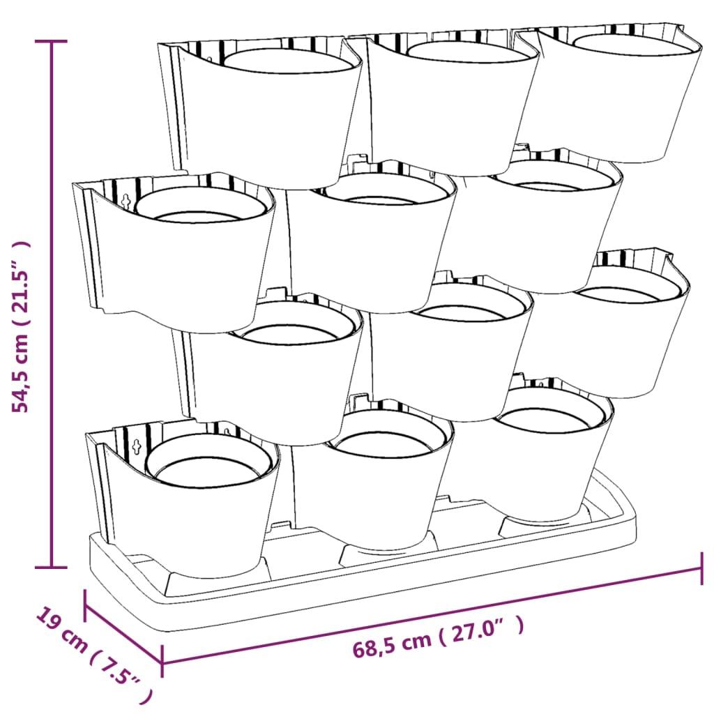 Vertical Garden Plant Set 12 Pcs Anthracite Polypropylene