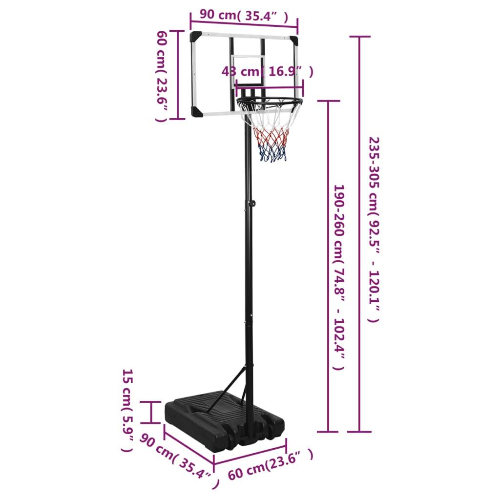 Basketball Stand Transparent 235-305 Cm Polycarbonate