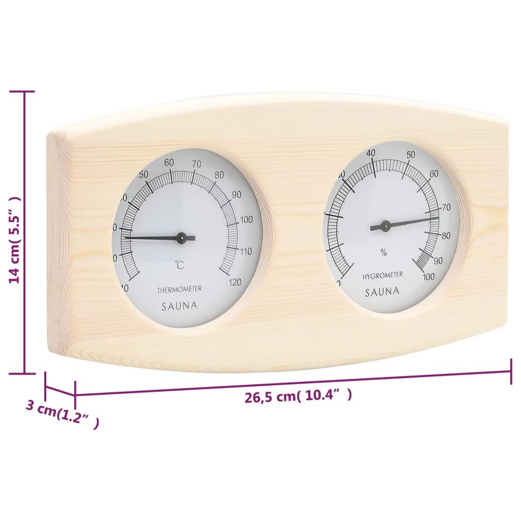 2 In 1 Sauna Hygrothermograph And Sand Timer Set Solid Wood Pine