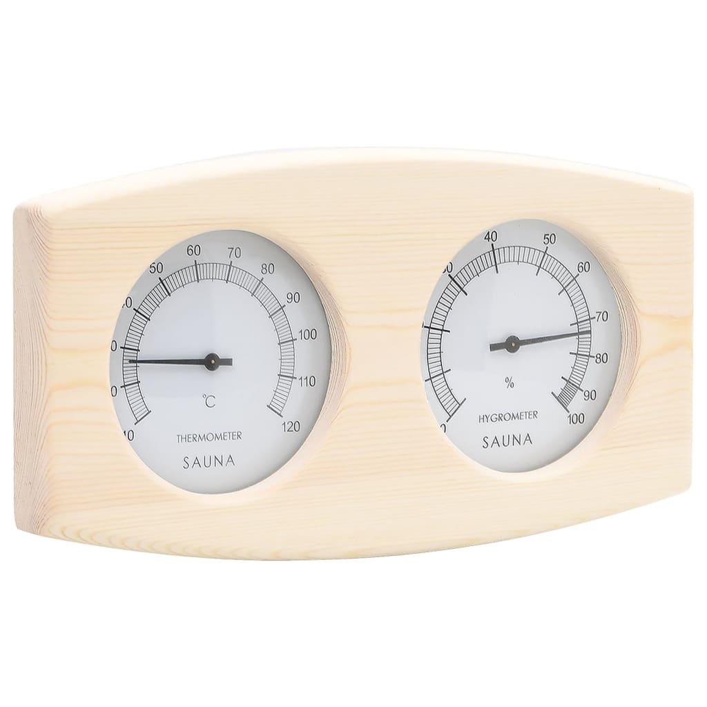 2 In 1 Sauna Hygrothermograph And Sand Timer Set Solid Wood Pine