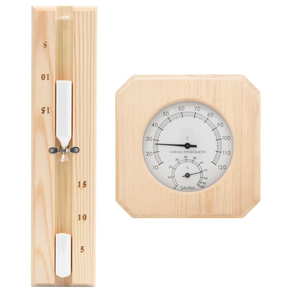 2 In 1 Sauna Hygrothermograph And Sand Timer Set Solid Wood Pine