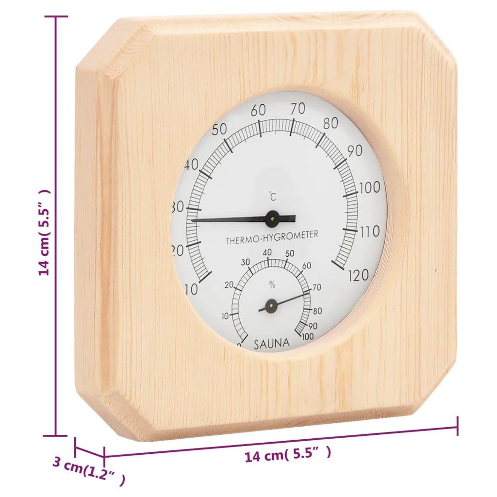 2 In 1 Sauna Hygrothermograph And Sand Timer Set Solid Wood Pine