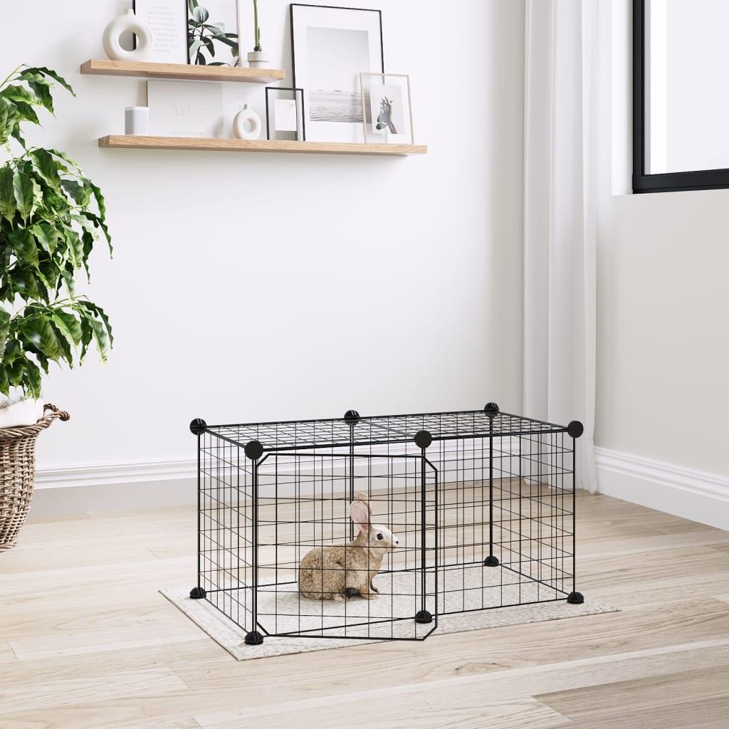 8-Panel Pet Cage Black 35X35 Cm Steel