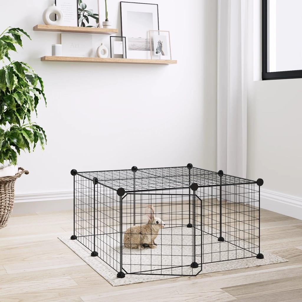 8-Panel Pet Cage Black 35X35 Cm Steel