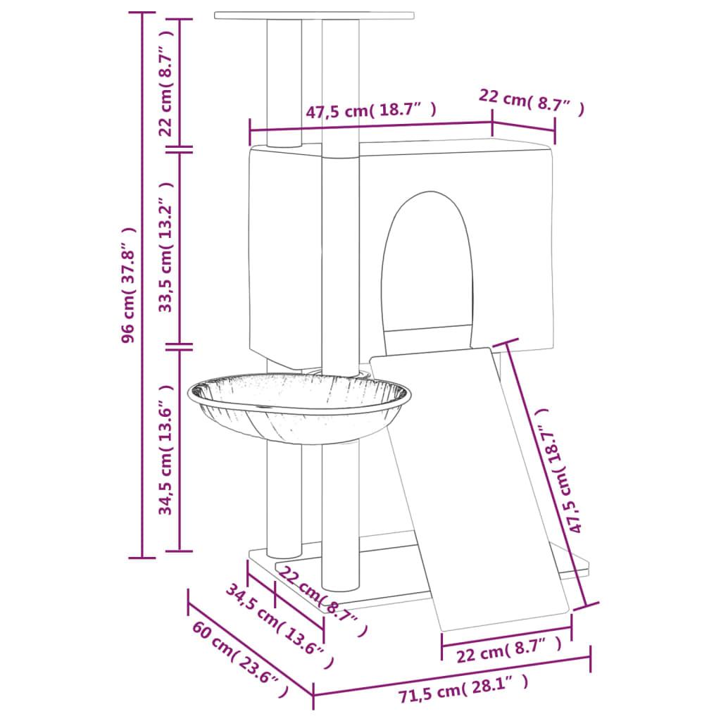 Trendyproduct.co.uk Cat Tree With Sisal Scratching Posts 96 Cm vidaXL Animals & Pet Supplies Animals & Pet Supplies > Pet Supplies > Cat Supplies > Cat Furniture Cat Furniture Cat Supplies Grey parcel Pet Supplies vidaXL