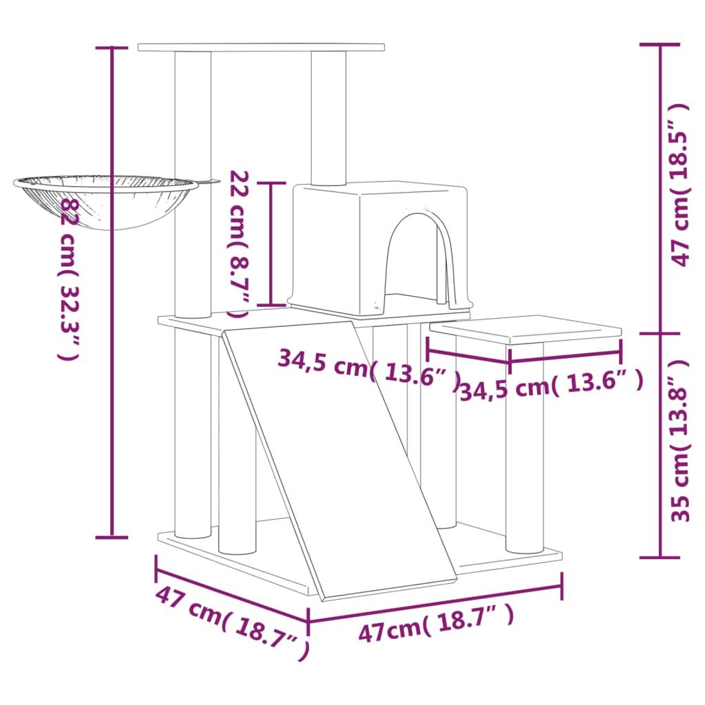 Trendyproduct.co.uk Cat Tree With Sisal Scratching Posts 82 Cm vidaXL Animals & Pet Supplies Animals & Pet Supplies > Pet Supplies > Cat Supplies > Cat Furniture Cat Furniture Cat Supplies Grey parcel Pet Supplies vidaXL