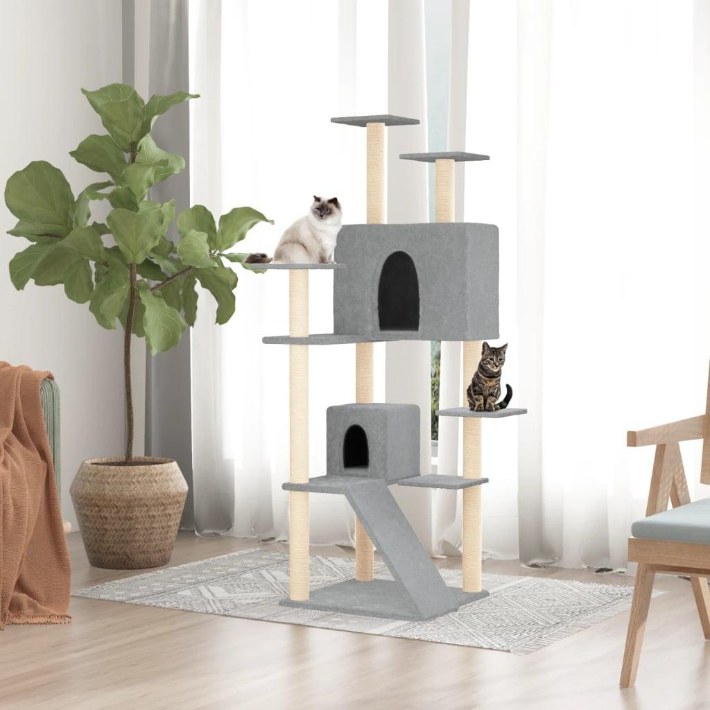 Trendyproduct.co.uk Cat Tree With Sisal Scratching Posts 153 Cm vidaXL Animals & Pet Supplies Animals & Pet Supplies > Pet Supplies > Cat Supplies > Cat Furniture Cat Furniture Cat Supplies Grey parcel Pet Supplies vidaXL