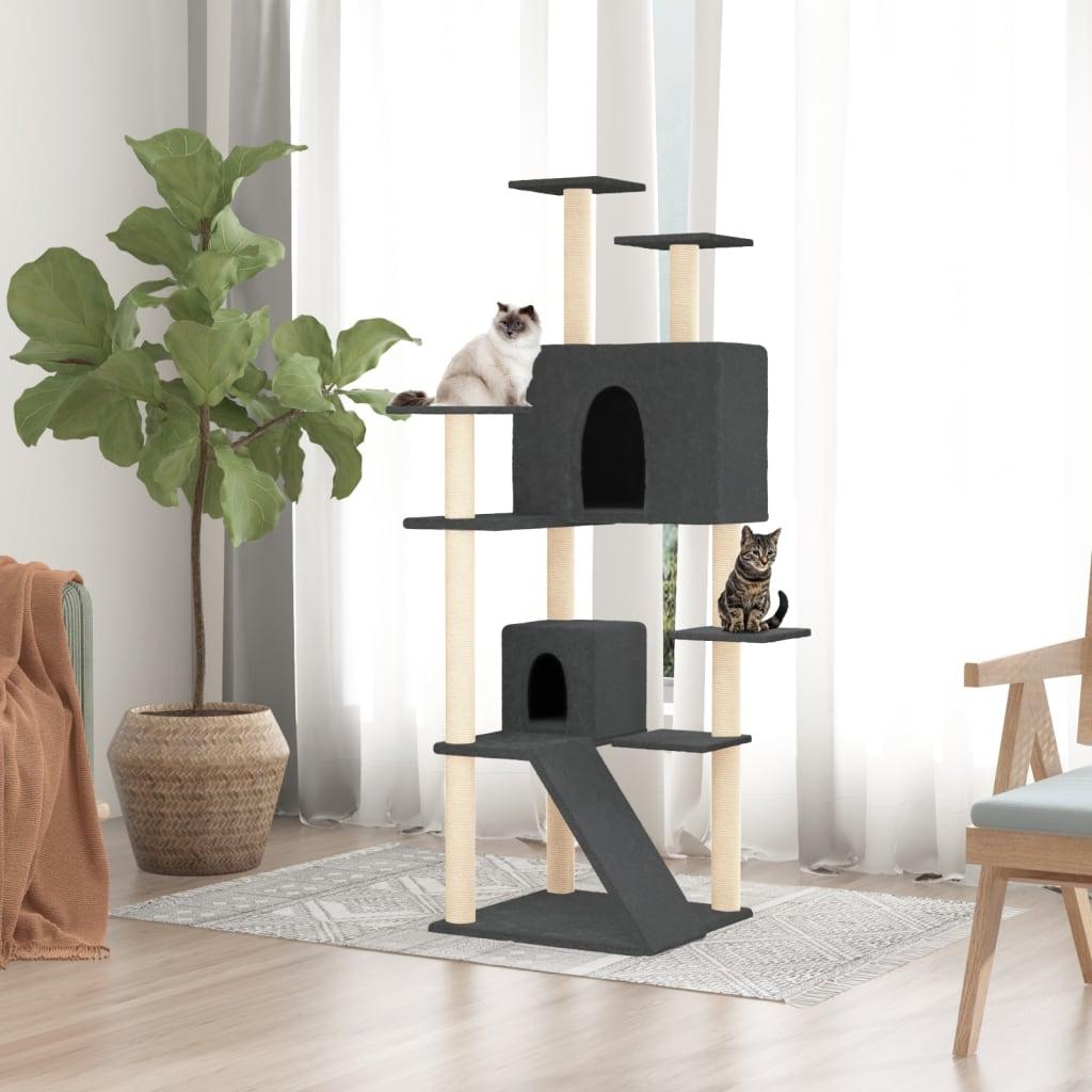 Trendyproduct.co.uk Cat Tree With Sisal Scratching Posts 153 Cm vidaXL Animals & Pet Supplies Animals & Pet Supplies > Pet Supplies > Cat Supplies > Cat Furniture Cat Furniture Cat Supplies Grey parcel Pet Supplies vidaXL