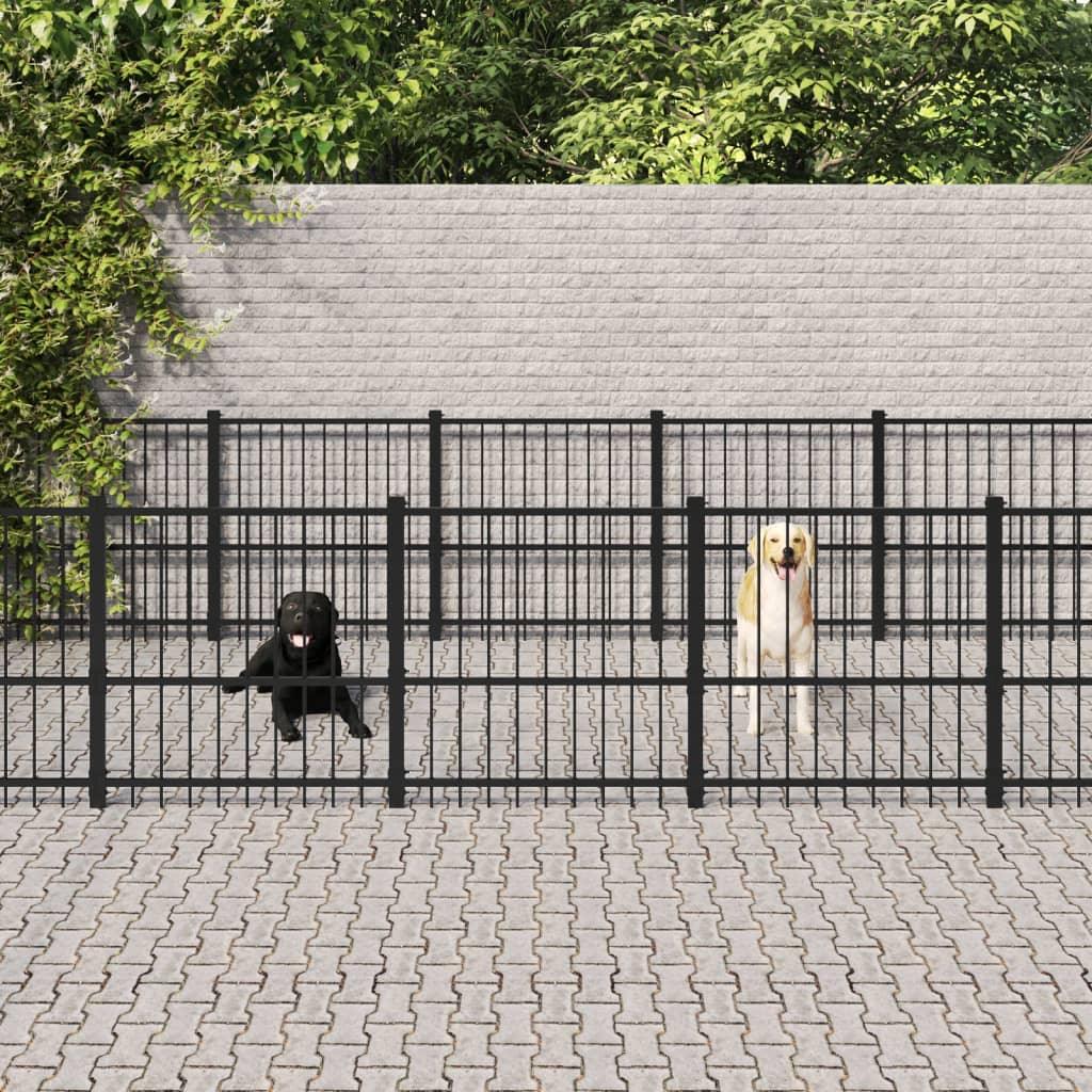 Trendyproduct.co.uk Outdoor Dog Kennel Steel 15.05 M² vidaXL Animals & Pet Supplies Animals & Pet Supplies > Pet Supplies > Dog Supplies > Dog Kennels & Runs Black Dog Kennels & Runs Dog Supplies parcel Pet Supplies vidaXL