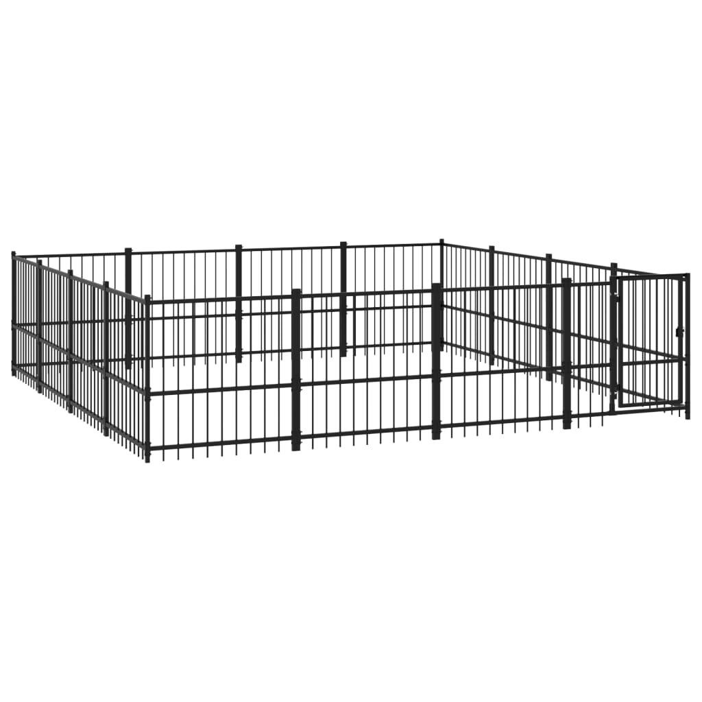 Trendyproduct.co.uk Outdoor Dog Kennel Steel 15.05 M² vidaXL Animals & Pet Supplies Animals & Pet Supplies > Pet Supplies > Dog Supplies > Dog Kennels & Runs Black Dog Kennels & Runs Dog Supplies parcel Pet Supplies vidaXL