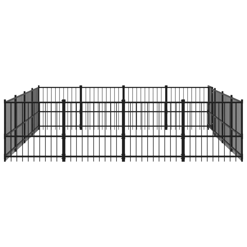 Trendyproduct.co.uk Outdoor Dog Kennel Steel 15.05 M² vidaXL Animals & Pet Supplies Animals & Pet Supplies > Pet Supplies > Dog Supplies > Dog Kennels & Runs Black Dog Kennels & Runs Dog Supplies parcel Pet Supplies vidaXL