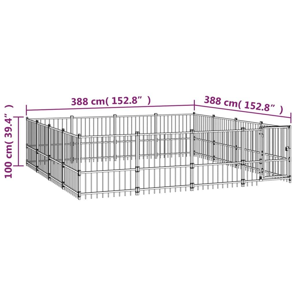 Trendyproduct.co.uk Outdoor Dog Kennel Steel 15.05 M² vidaXL Animals & Pet Supplies Animals & Pet Supplies > Pet Supplies > Dog Supplies > Dog Kennels & Runs Black Dog Kennels & Runs Dog Supplies parcel Pet Supplies vidaXL