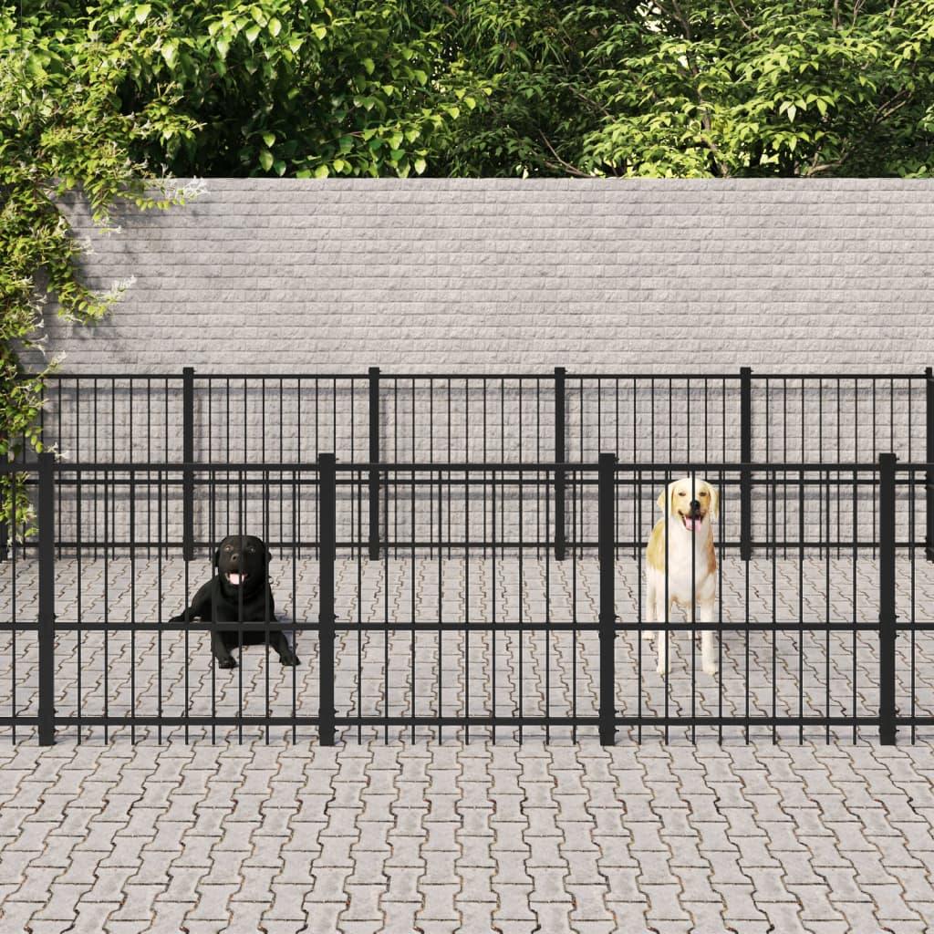 Trendyproduct.co.uk Outdoor Dog Kennel Steel 15.05 M² vidaXL Animals & Pet Supplies Animals & Pet Supplies > Pet Supplies > Dog Supplies > Dog Kennels & Runs Black Dog Kennels & Runs Dog Supplies parcel Pet Supplies vidaXL