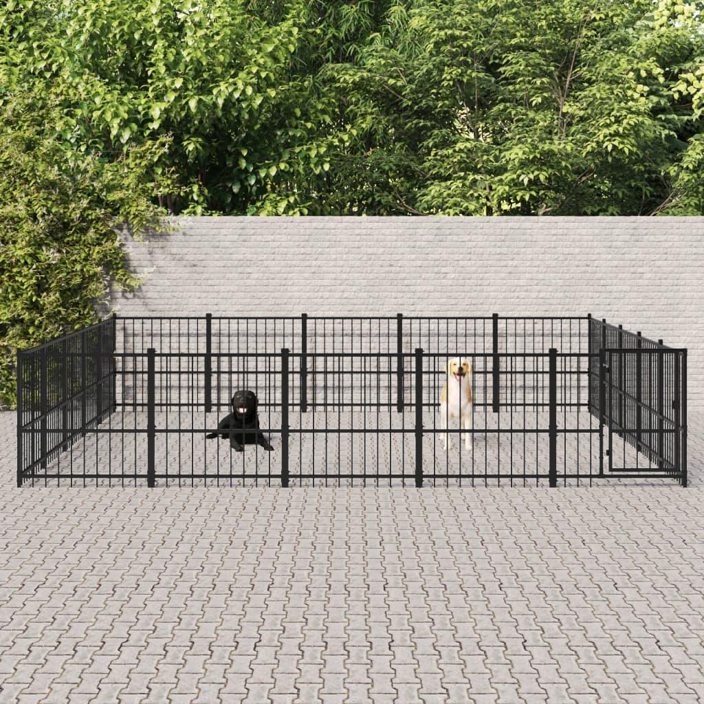 Trendyproduct.co.uk Outdoor Dog Kennel Steel 15.05 M² vidaXL Animals & Pet Supplies Animals & Pet Supplies > Pet Supplies > Dog Supplies > Dog Kennels & Runs Black Dog Kennels & Runs Dog Supplies parcel Pet Supplies vidaXL