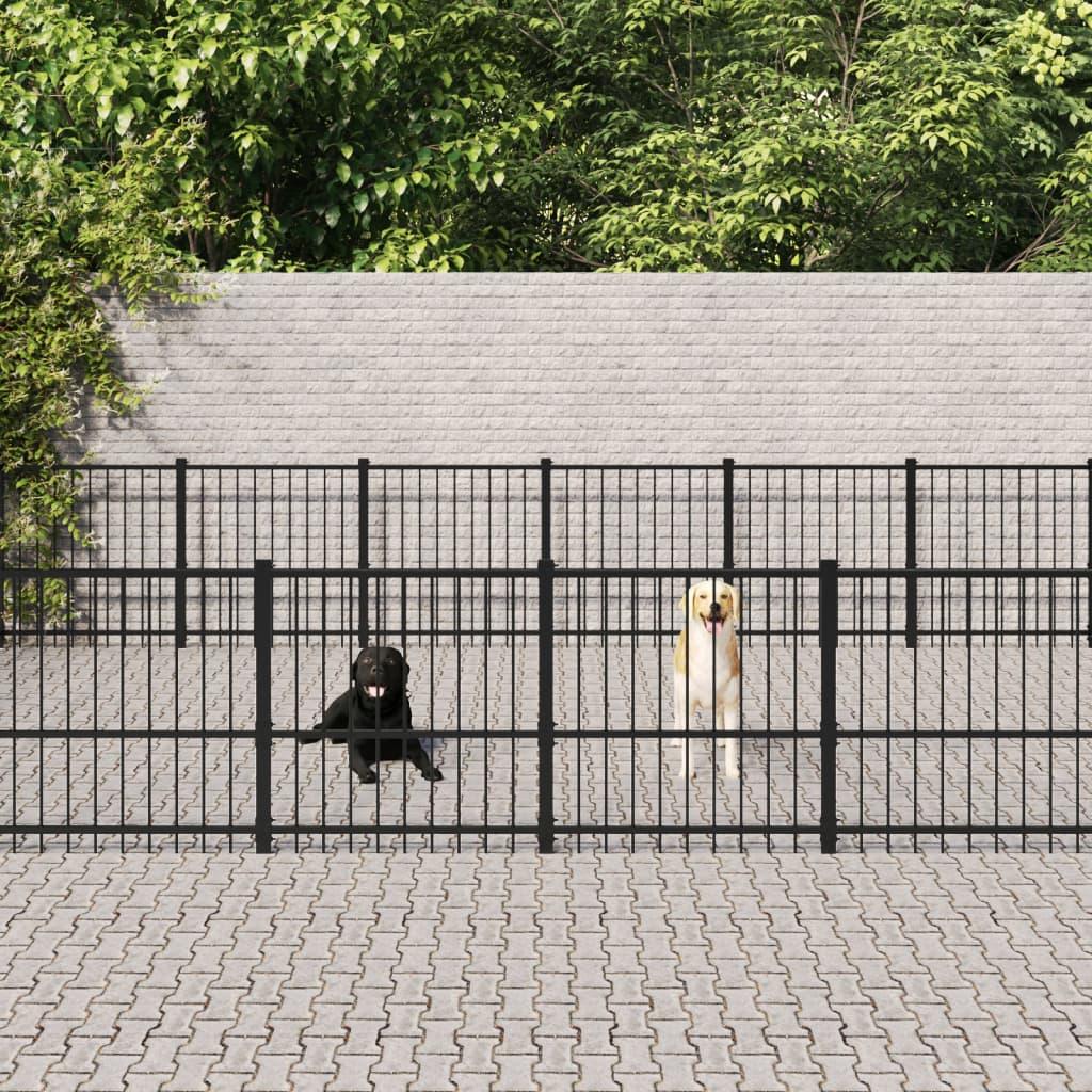 Trendyproduct.co.uk Outdoor Dog Kennel Steel 15.05 M² vidaXL Animals & Pet Supplies Animals & Pet Supplies > Pet Supplies > Dog Supplies > Dog Kennels & Runs Black Dog Kennels & Runs Dog Supplies parcel Pet Supplies vidaXL