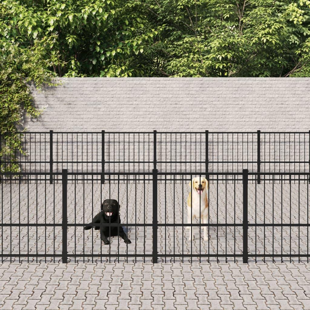 Trendyproduct.co.uk Outdoor Dog Kennel Steel 15.05 M² vidaXL Animals & Pet Supplies Animals & Pet Supplies > Pet Supplies > Dog Supplies > Dog Kennels & Runs Black Dog Kennels & Runs Dog Supplies parcel Pet Supplies vidaXL