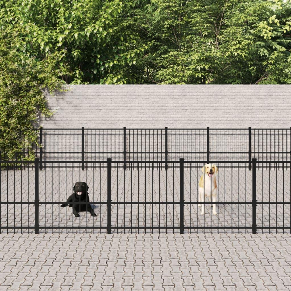 Trendyproduct.co.uk Outdoor Dog Kennel Steel 15.05 M² vidaXL Animals & Pet Supplies Animals & Pet Supplies > Pet Supplies > Dog Supplies > Dog Kennels & Runs Black Dog Kennels & Runs Dog Supplies parcel Pet Supplies vidaXL