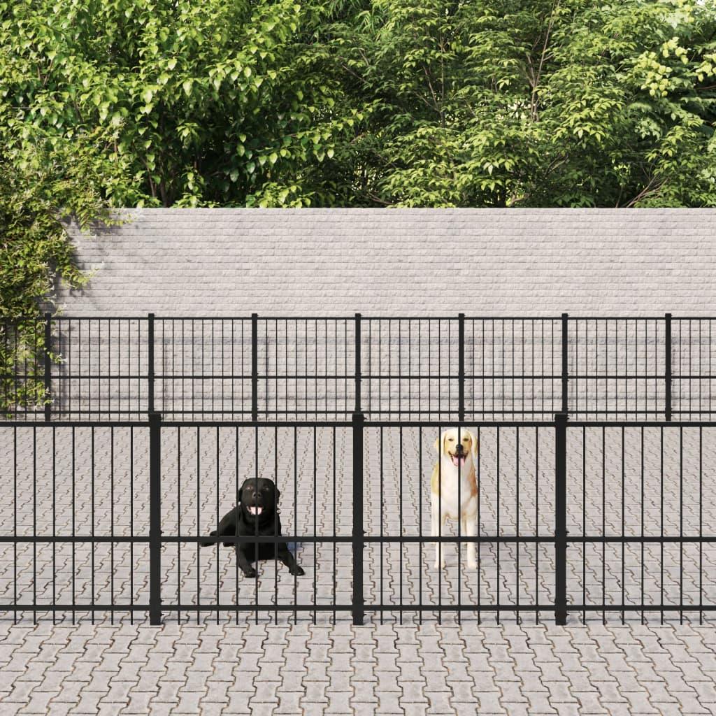 Trendyproduct.co.uk Outdoor Dog Kennel Steel 15.05 M² vidaXL Animals & Pet Supplies Animals & Pet Supplies > Pet Supplies > Dog Supplies > Dog Kennels & Runs Black Dog Kennels & Runs Dog Supplies parcel Pet Supplies vidaXL