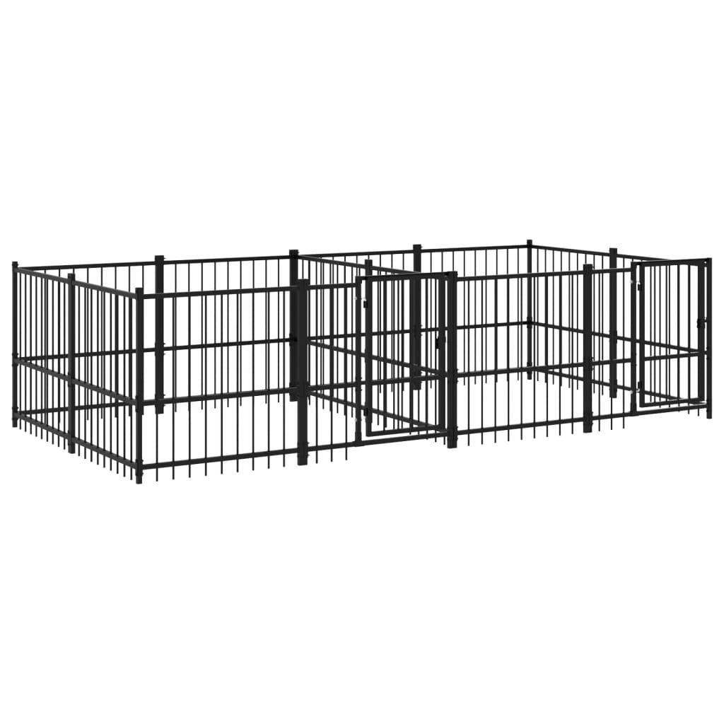 Trendyproduct.co.uk Outdoor Dog Kennel Steel 7.51 M² vidaXL Animals & Pet Supplies Animals & Pet Supplies > Pet Supplies > Dog Supplies > Dog Kennels & Runs Black Dog Kennels & Runs Dog Supplies parcel Pet Supplies vidaXL