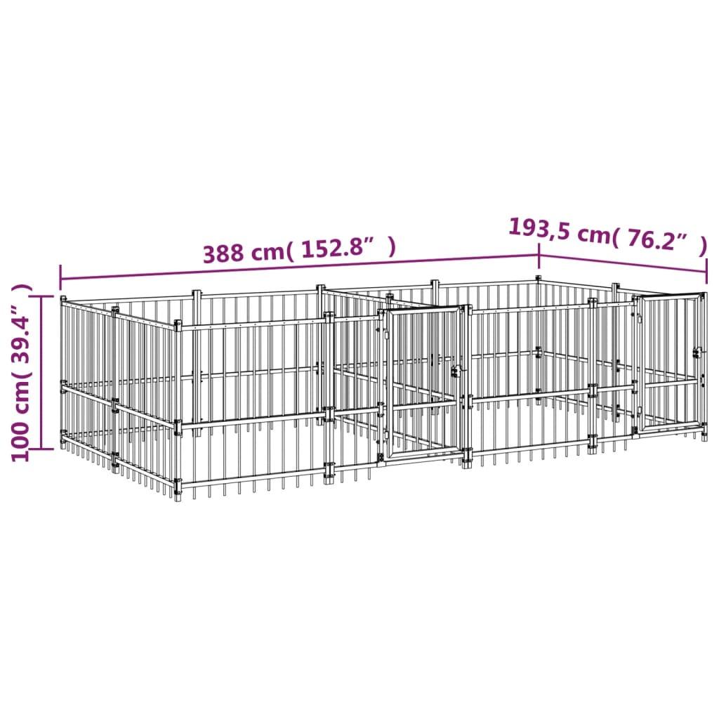 Trendyproduct.co.uk Outdoor Dog Kennel Steel 7.51 M² vidaXL Animals & Pet Supplies Animals & Pet Supplies > Pet Supplies > Dog Supplies > Dog Kennels & Runs Black Dog Kennels & Runs Dog Supplies parcel Pet Supplies vidaXL