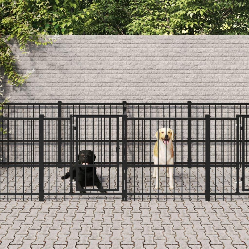 Trendyproduct.co.uk Outdoor Dog Kennel Steel 7.51 M² vidaXL Animals & Pet Supplies Animals & Pet Supplies > Pet Supplies > Dog Supplies > Dog Kennels & Runs Black Dog Kennels & Runs Dog Supplies parcel Pet Supplies vidaXL