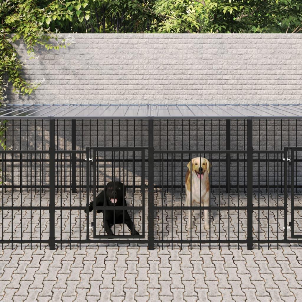 Trendyproduct.co.uk Outdoor Dog Kennel Steel 7.51 M² vidaXL Animals & Pet Supplies Animals & Pet Supplies > Pet Supplies > Dog Supplies > Dog Kennels & Runs Black Dog Kennels & Runs Dog Supplies parcel Pet Supplies vidaXL