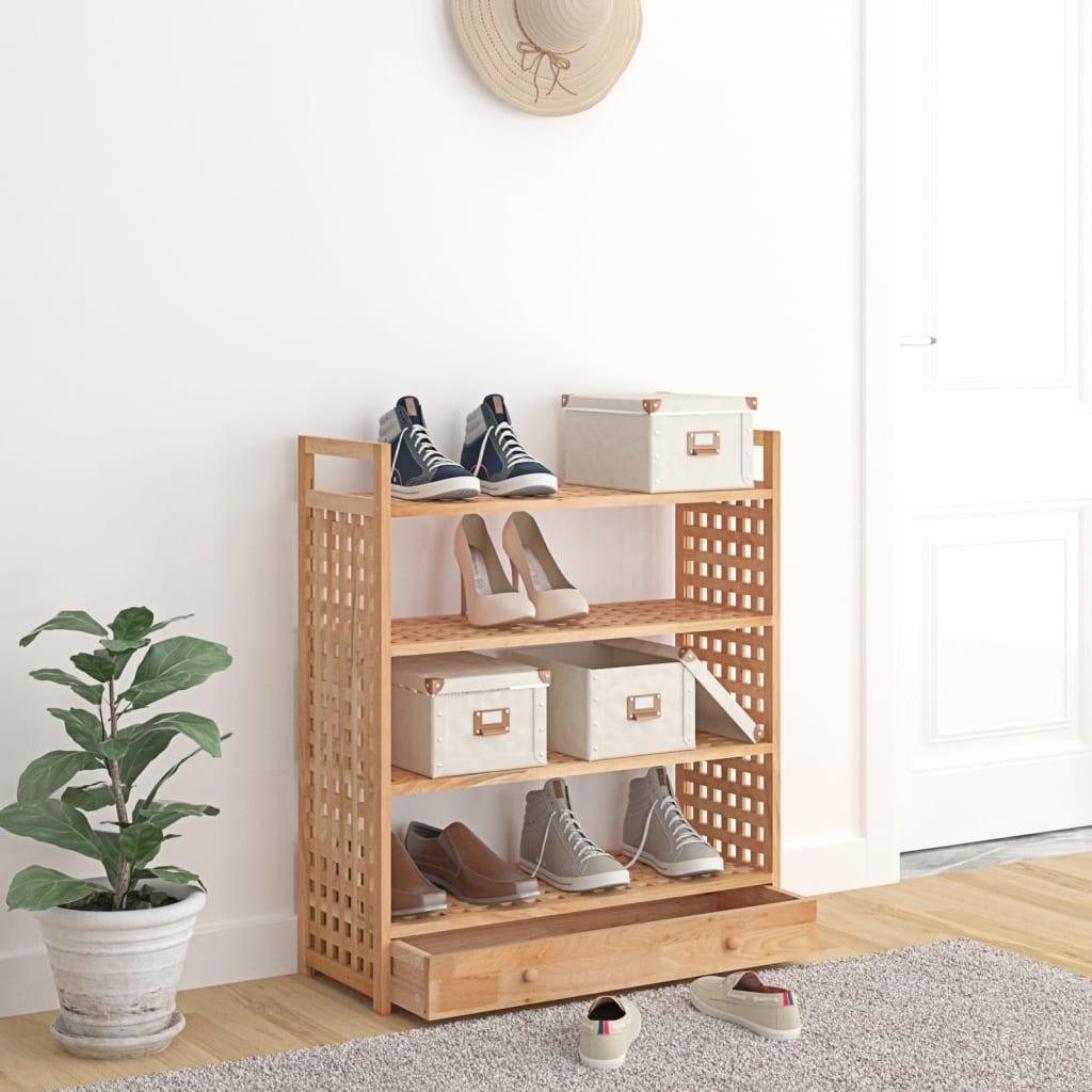 Shoe Rack With Drawer 70X27X81 Cm Solid Wood Walnut