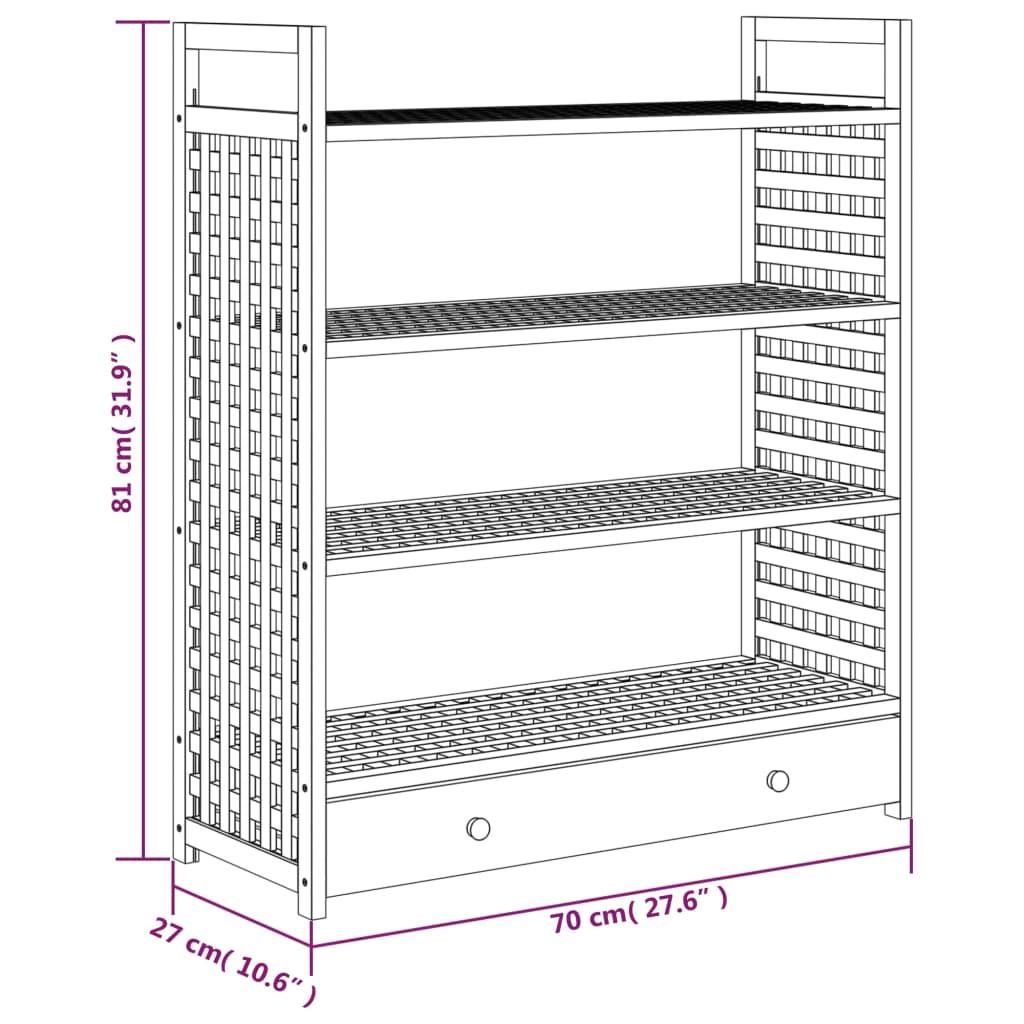 Shoe Rack With Drawer 70X27X81 Cm Solid Wood Walnut