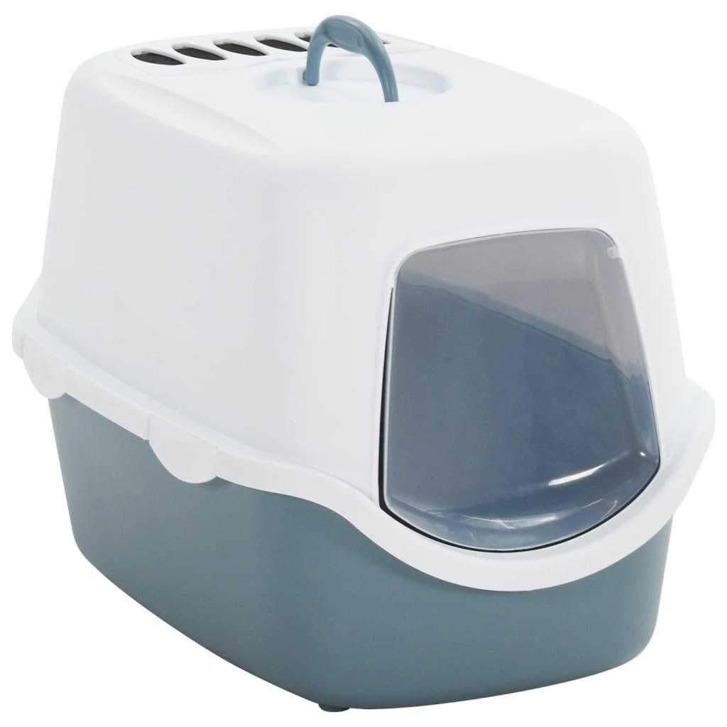 Trendyproduct.co.uk Cat Litter Tray With Cover White And Blue 56X40X40 Cm Pp vidaXL Animals & Pet Supplies Animals & Pet Supplies > Pet Supplies > Cat Supplies > Cat Litter Trays Cat Litter Trays Cat Supplies Multicolour parcel Pet Supplies vidaXL