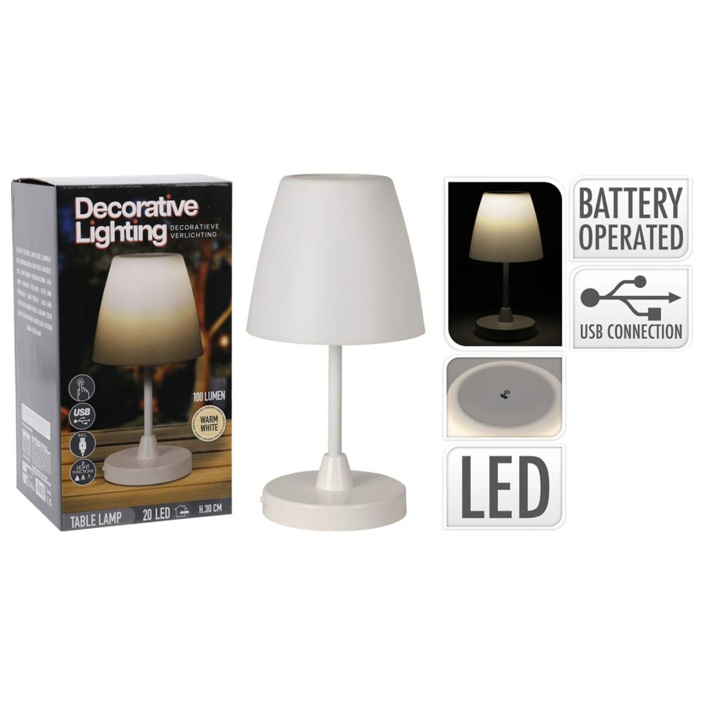 H&S Collection Led Rechargeable Table Lamp White 13X30 Cm