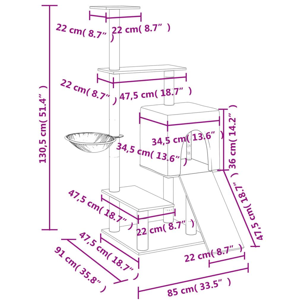Trendyproduct.co.uk Cat Tree With Sisal Scratching Posts 130.5 Cm vidaXL Animals & Pet Supplies Animals & Pet Supplies > Pet Supplies > Cat Supplies > Cat Furniture Cat Furniture Cat Supplies Cream parcel Pet Supplies vidaXL