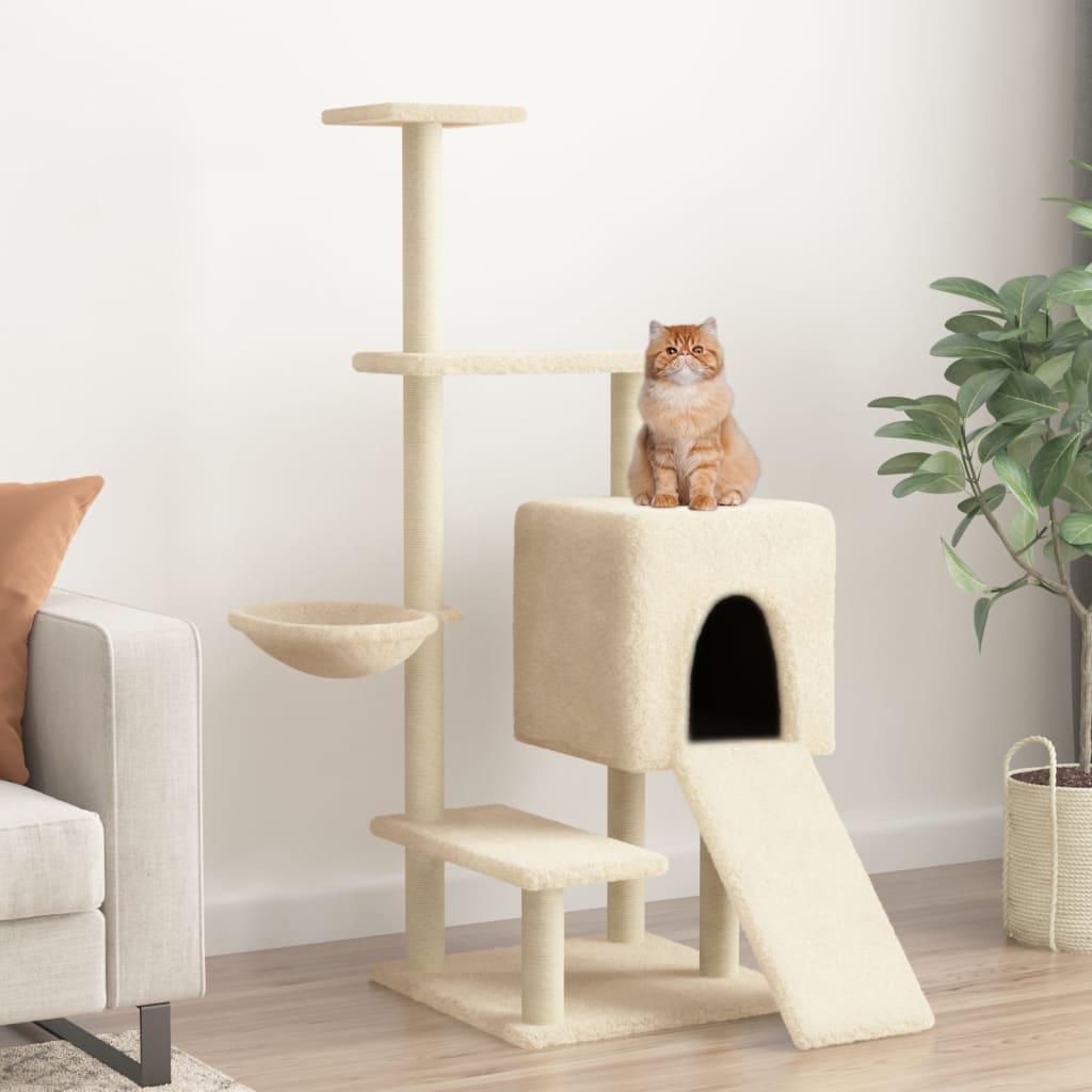 Trendyproduct.co.uk Cat Tree With Sisal Scratching Posts 130.5 Cm vidaXL Animals & Pet Supplies Animals & Pet Supplies > Pet Supplies > Cat Supplies > Cat Furniture Cat Furniture Cat Supplies Cream parcel Pet Supplies vidaXL