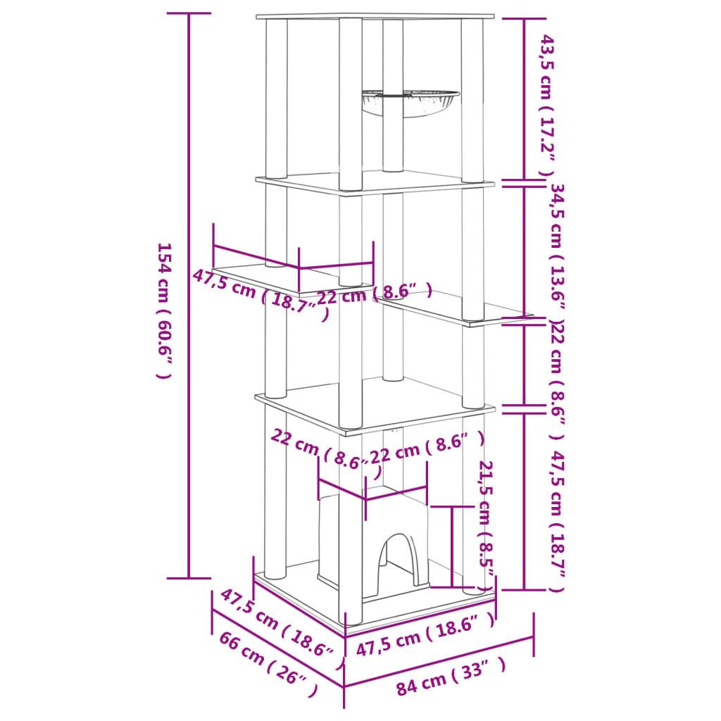 Trendyproduct.co.uk Cat Tree With Sisal Scratching Posts 154 Cm vidaXL Animals & Pet Supplies Animals & Pet Supplies > Pet Supplies > Cat Supplies > Cat Furniture Cat Furniture Cat Supplies Grey parcel Pet Supplies vidaXL