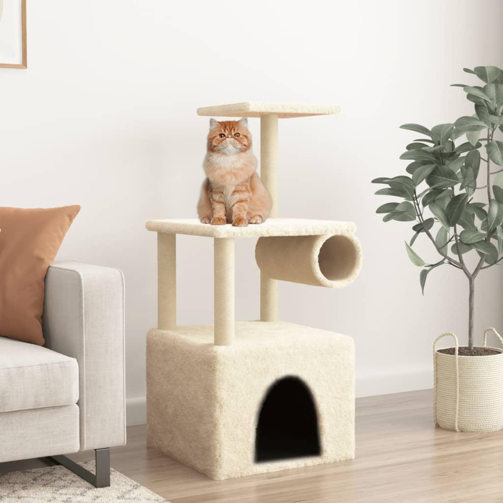 Trendyproduct.co.uk Cat Tree With Sisal Scratching Posts 109.5 Cm vidaXL Animals & Pet Supplies Animals & Pet Supplies > Pet Supplies > Cat Supplies > Cat Furniture Cat Furniture Cat Supplies Cream parcel Pet Supplies vidaXL