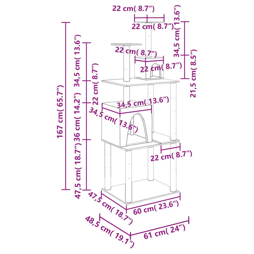 Trendyproduct.co.uk Cat Tree With Sisal Scratching Posts 167 Cm vidaXL Animals & Pet Supplies Animals & Pet Supplies > Pet Supplies > Cat Supplies > Cat Furniture Cat Furniture Cat Supplies Grey parcel Pet Supplies vidaXL