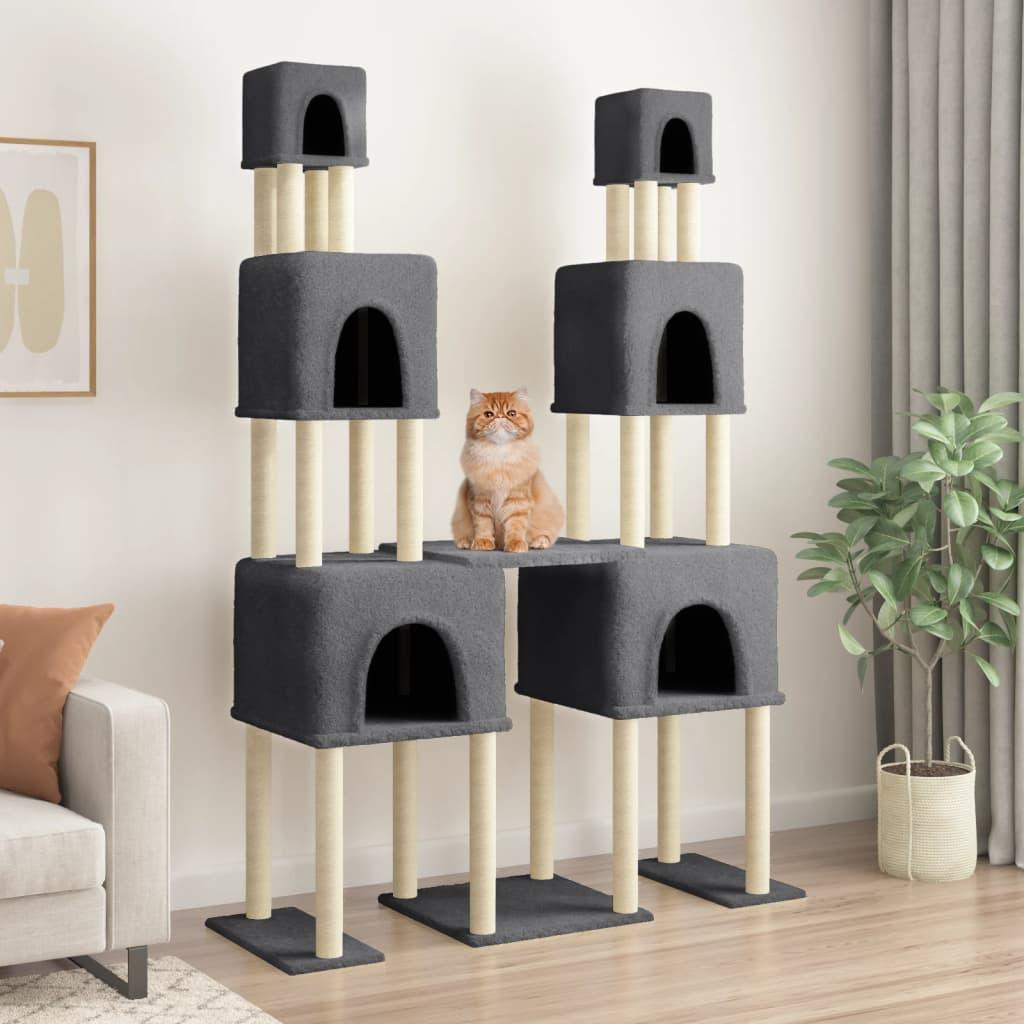 Trendyproduct.co.uk Cat Tree With Sisal Scratching Posts 199 Cm vidaXL Animals & Pet Supplies Animals & Pet Supplies > Pet Supplies > Cat Supplies > Cat Furniture Cat Furniture Cat Supplies Grey parcel Pet Supplies vidaXL