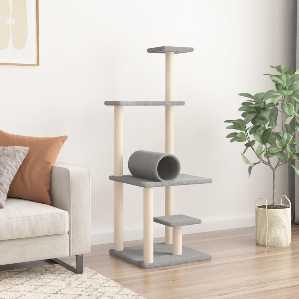 Trendyproduct.co.uk Cat Tree With Sisal Scratching Posts 136 Cm vidaXL Animals & Pet Supplies Animals & Pet Supplies > Pet Supplies > Cat Supplies > Cat Furniture Cat Furniture Cat Supplies Grey parcel Pet Supplies vidaXL