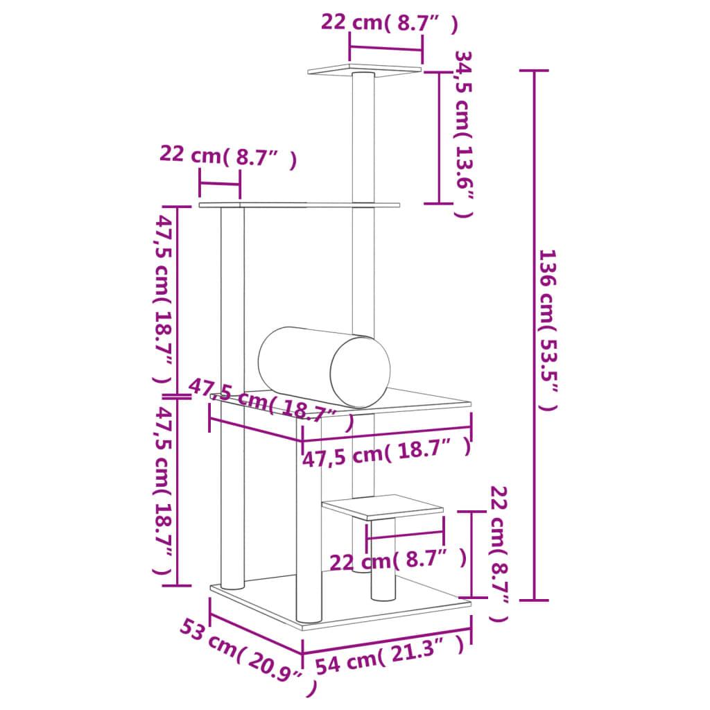 Trendyproduct.co.uk Cat Tree With Sisal Scratching Posts 136 Cm vidaXL Animals & Pet Supplies Animals & Pet Supplies > Pet Supplies > Cat Supplies > Cat Furniture Cat Furniture Cat Supplies Grey parcel Pet Supplies vidaXL