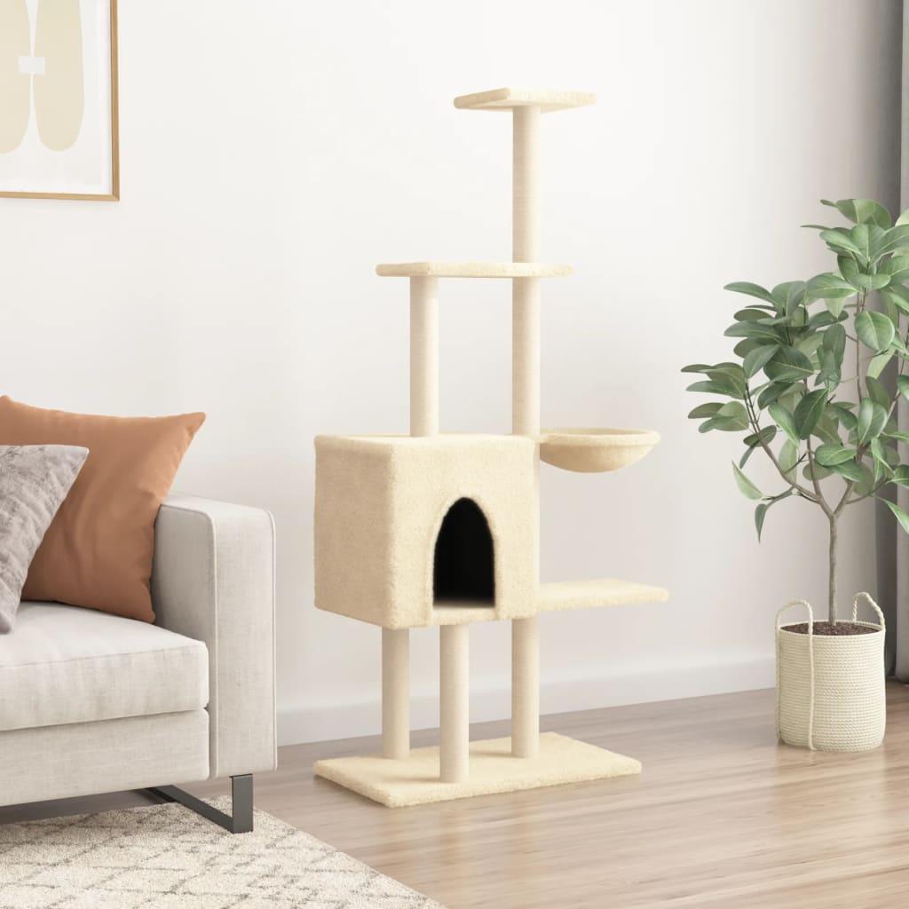 Trendyproduct.co.uk Cat Tree With Sisal Scratching Posts 145 Cm vidaXL Animals & Pet Supplies Animals & Pet Supplies > Pet Supplies > Cat Supplies > Cat Furniture Cat Furniture Cat Supplies Cream parcel Pet Supplies vidaXL