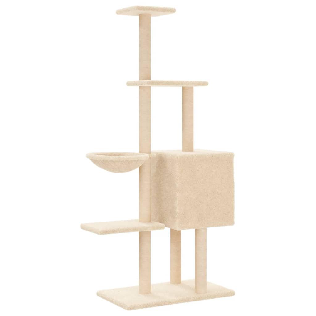 Trendyproduct.co.uk Cat Tree With Sisal Scratching Posts 145 Cm vidaXL Animals & Pet Supplies Animals & Pet Supplies > Pet Supplies > Cat Supplies > Cat Furniture Cat Furniture Cat Supplies Cream parcel Pet Supplies vidaXL