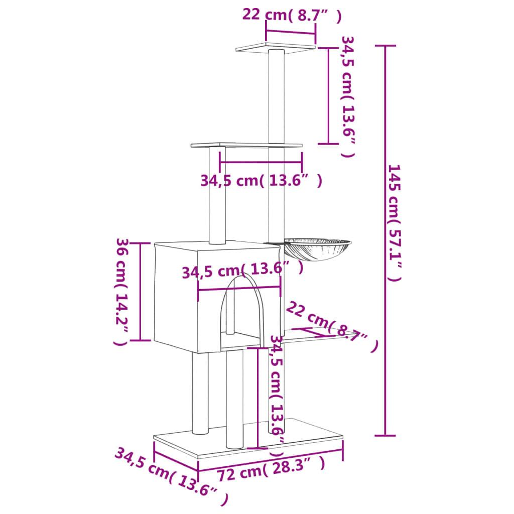 Trendyproduct.co.uk Cat Tree With Sisal Scratching Posts 145 Cm vidaXL Animals & Pet Supplies Animals & Pet Supplies > Pet Supplies > Cat Supplies > Cat Furniture Cat Furniture Cat Supplies Cream parcel Pet Supplies vidaXL