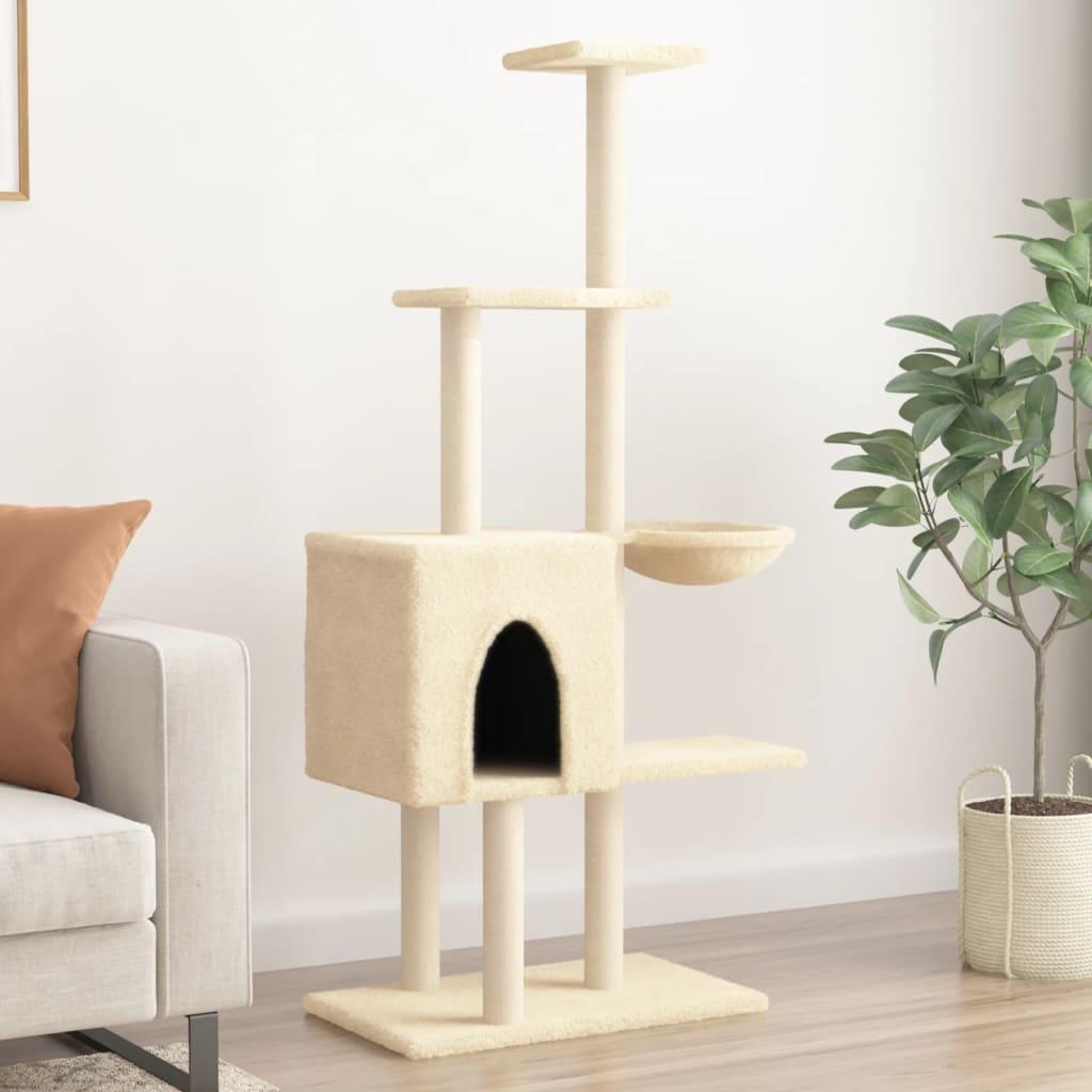 Trendyproduct.co.uk Cat Tree With Sisal Scratching Posts 145 Cm vidaXL Animals & Pet Supplies Animals & Pet Supplies > Pet Supplies > Cat Supplies > Cat Furniture Cat Furniture Cat Supplies Cream parcel Pet Supplies vidaXL