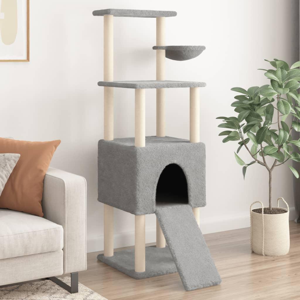 Trendyproduct.co.uk Cat Tree With Sisal Scratching Posts 153 Cm vidaXL Animals & Pet Supplies Animals & Pet Supplies > Pet Supplies > Cat Supplies > Cat Furniture Cat Furniture Cat Supplies Grey parcel Pet Supplies vidaXL