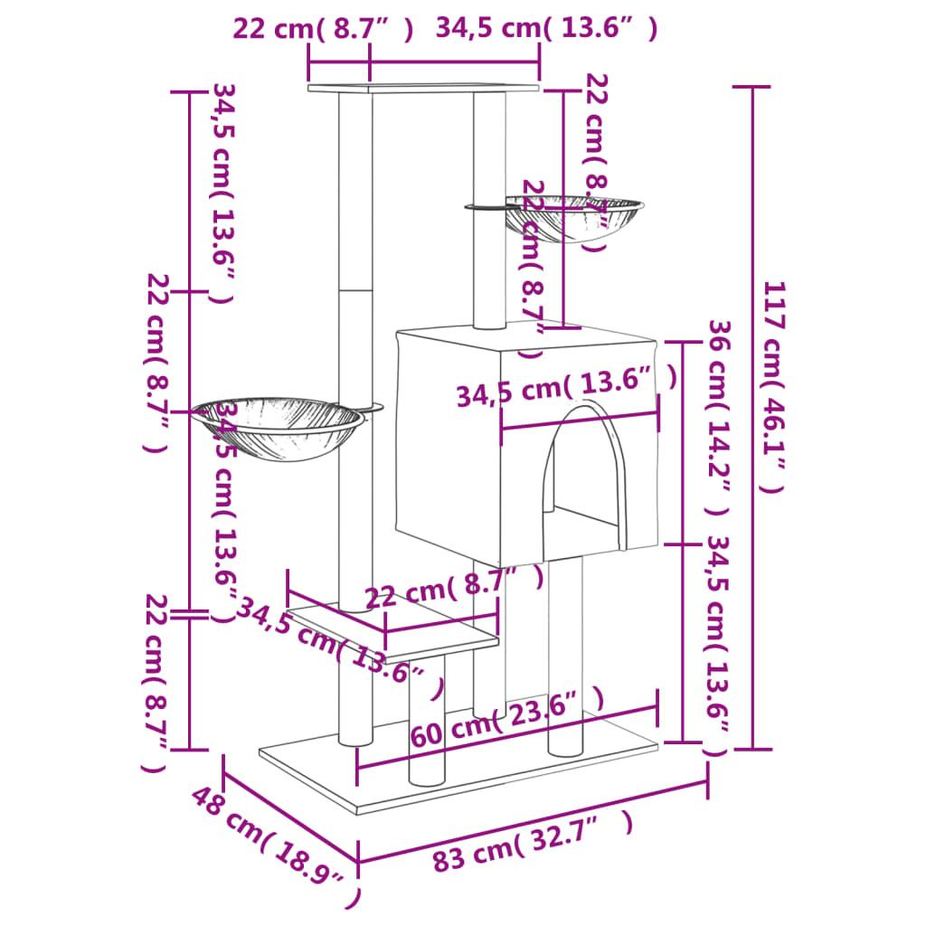 Cat Tree With Sisal Scratching Posts 117 Cm