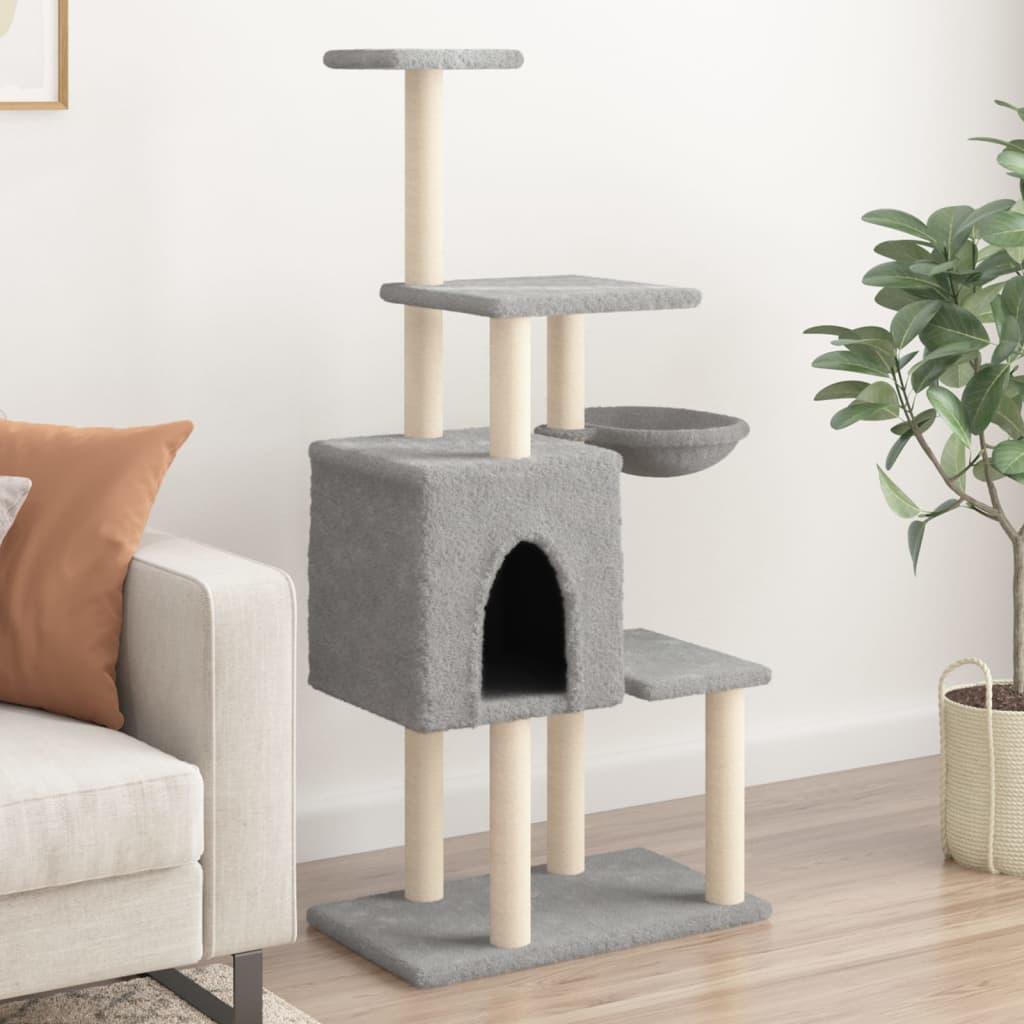 Trendyproduct.co.uk Cat Tree With Sisal Scratching Posts 131 Cm vidaXL Animals & Pet Supplies Animals & Pet Supplies > Pet Supplies > Cat Supplies > Cat Furniture Cat Furniture Cat Supplies Grey parcel Pet Supplies vidaXL