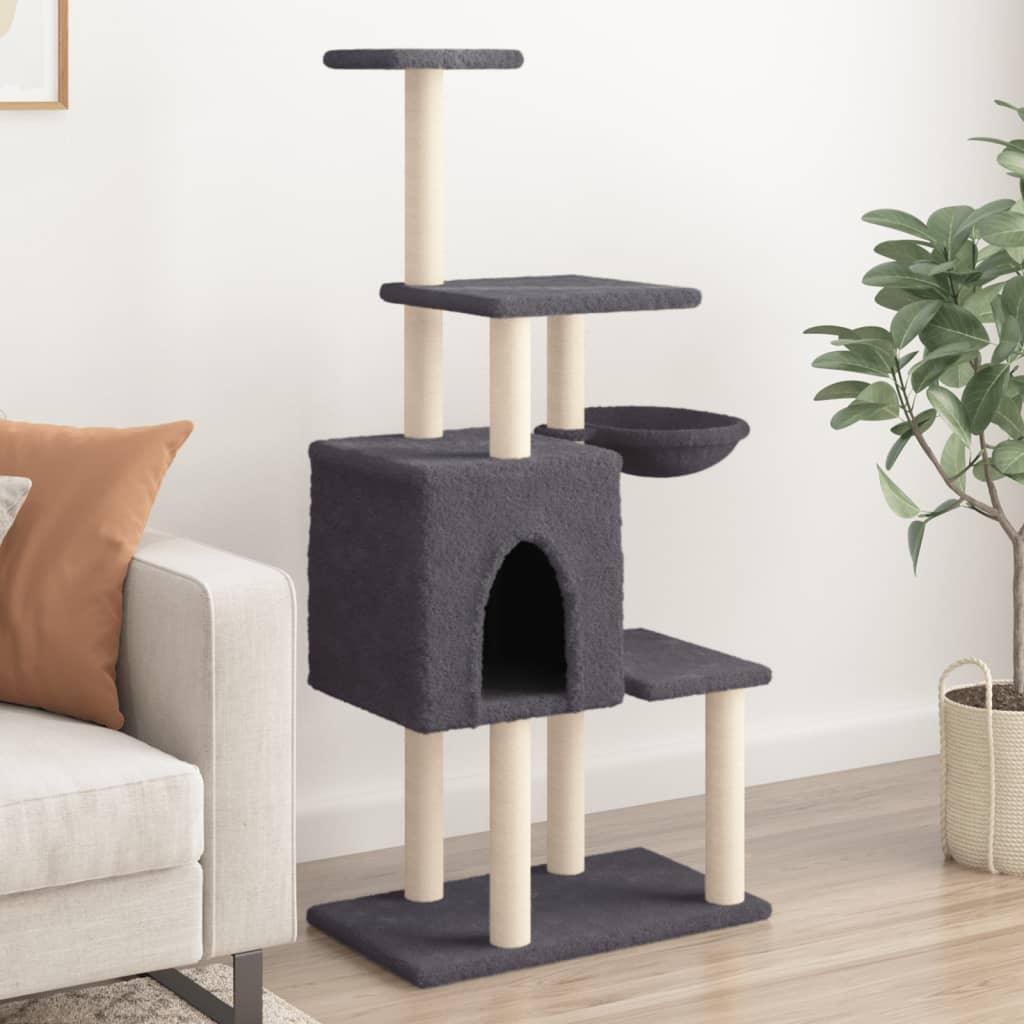 Trendyproduct.co.uk Cat Tree With Sisal Scratching Posts 131 Cm vidaXL Animals & Pet Supplies Animals & Pet Supplies > Pet Supplies > Cat Supplies > Cat Furniture Cat Furniture Cat Supplies Grey parcel Pet Supplies vidaXL