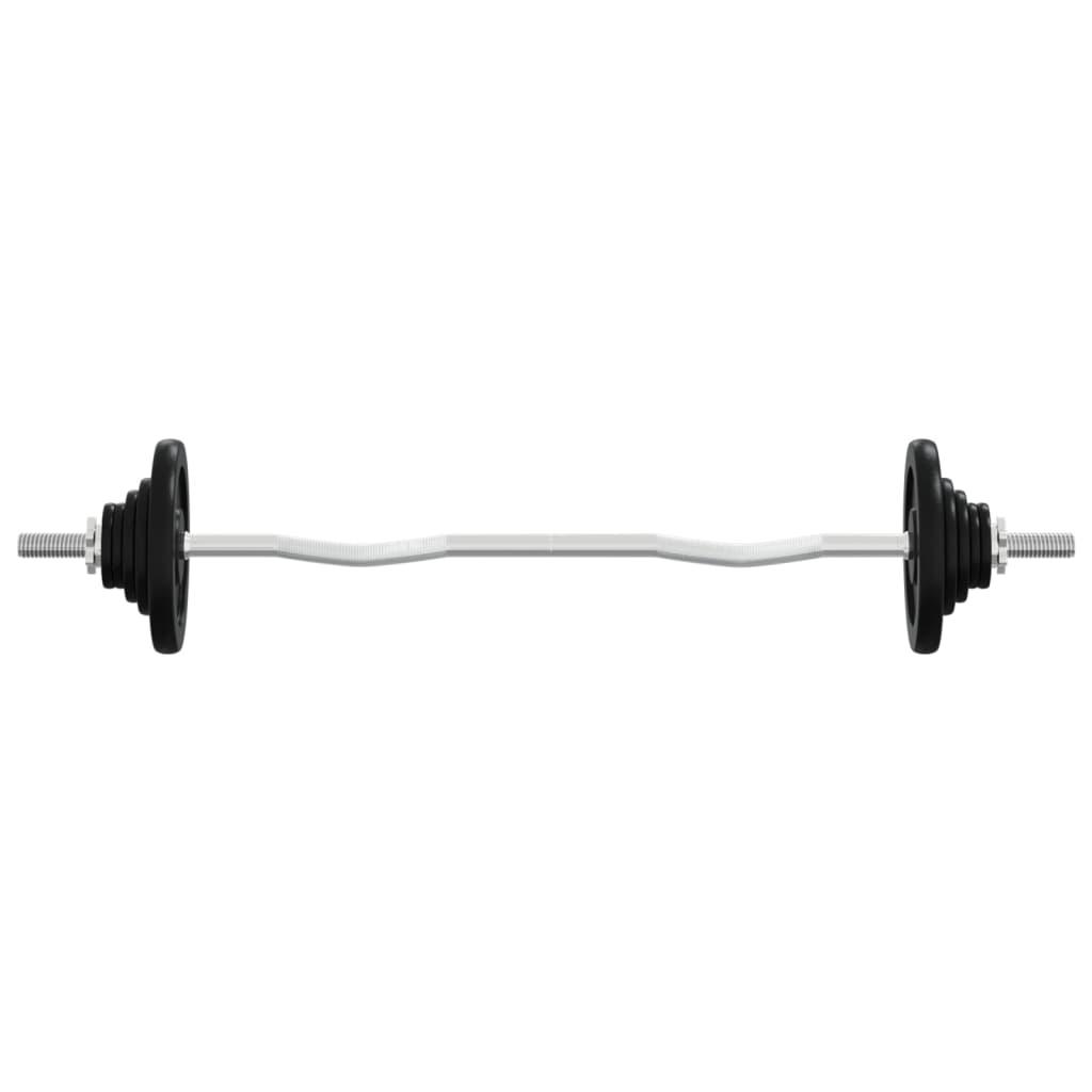 Barbell With Plates Cast Iron & Chrome Plated Steel