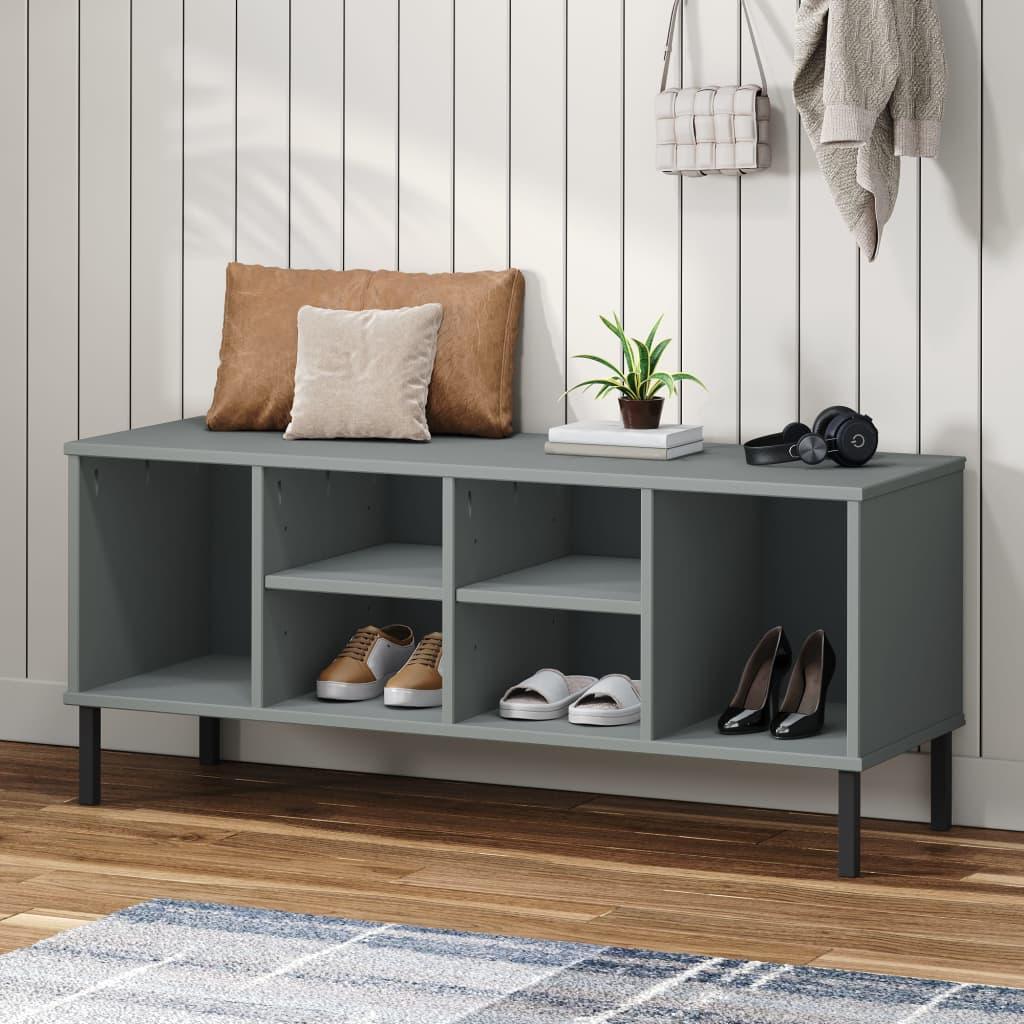 Shoe Rack With Metal Legs 106X35X45 Cm Solid Wood Oslo