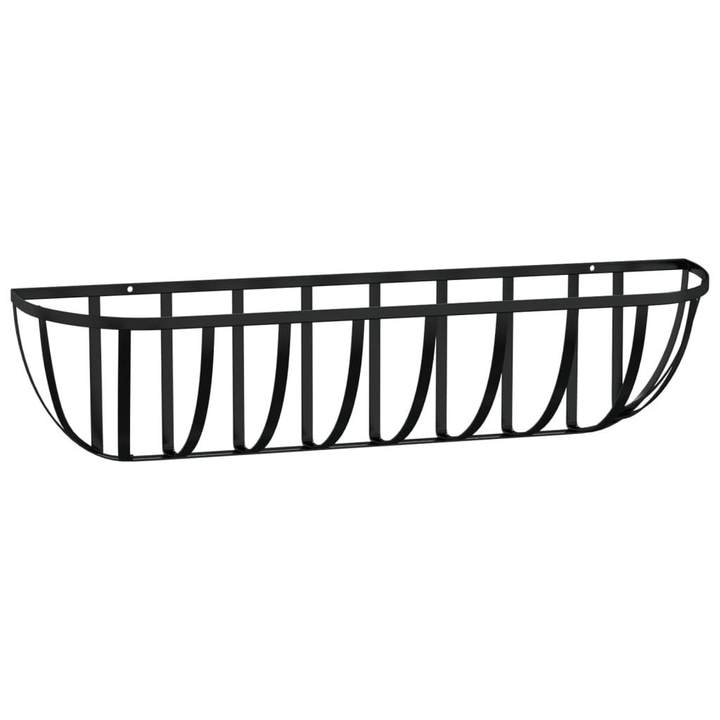 Wall Troughs 2 Pcs With Coco Liners Black Steel