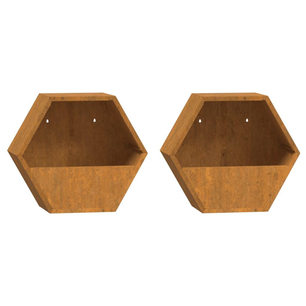 Wall Planters 2 Pcs Rusty Corten Steel